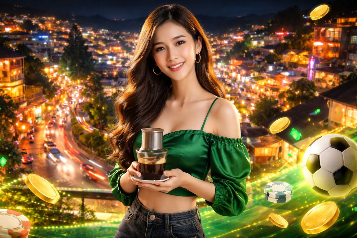 Khung cảnh thưởng thức cà phê tại Đà Lạt giữa nền giải trí cashback