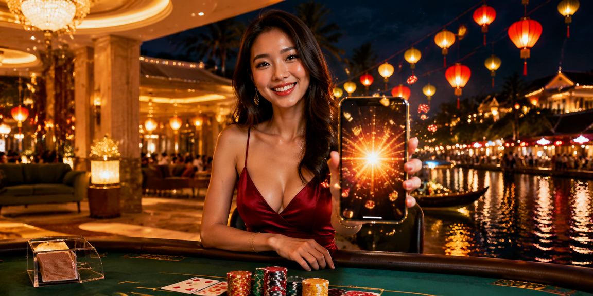 Cảnh sân chơi Baccarat tại Hội An đèn lồng rực rỡ